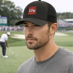 LIV Richardson Black Original 112 Trucker Hat – Adjustable Fit with Red Logo